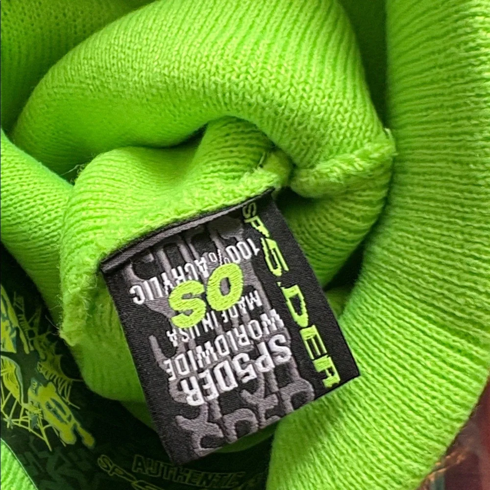 70% off  Sp5der Worldwide Rhinestone Beanie Size OSFA Neon Green NEW